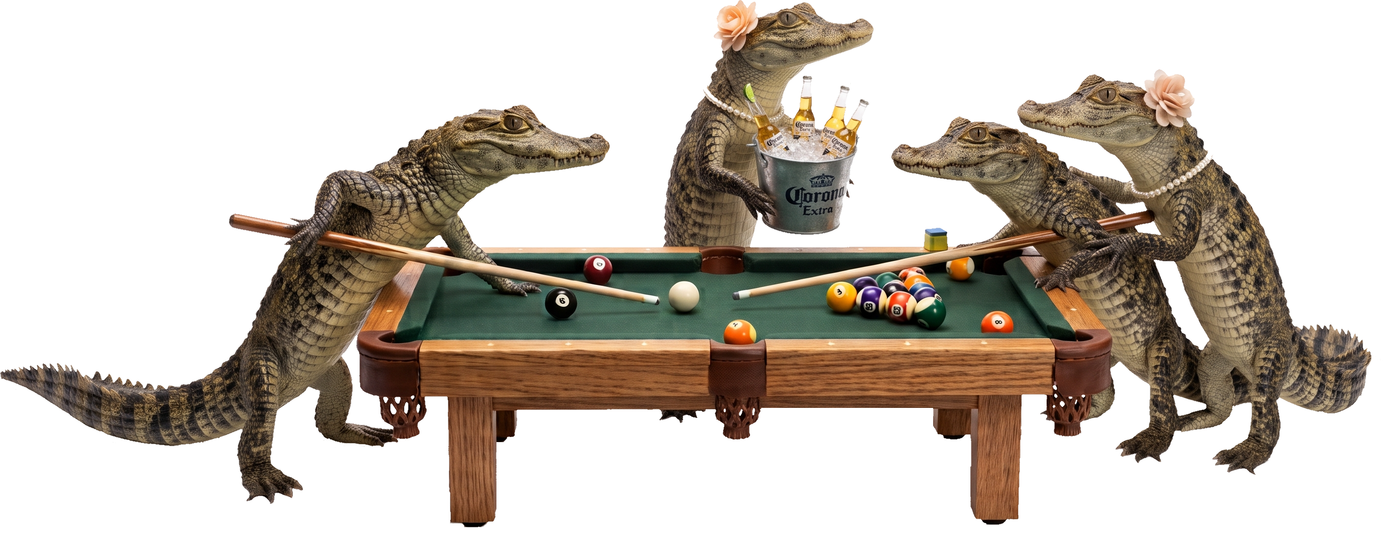 Alligators playing Billiards